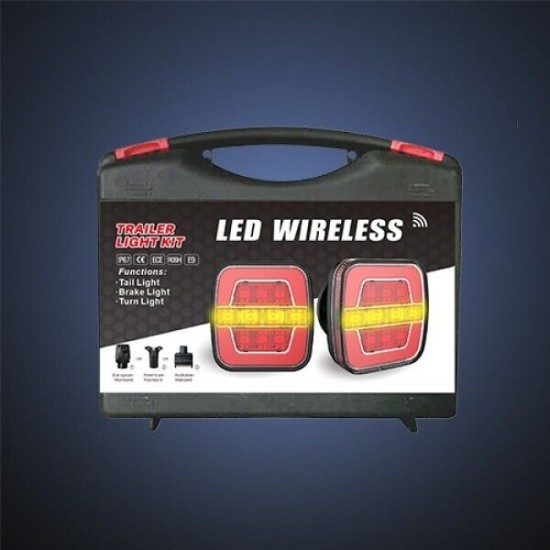 КОМПЛЕКТ БЕЗЖИЧНИ  ДИОДНИ ЛЕД СТОПОВЕ WIRELESS С МАГНИТ НЕОН ЕФЕКТ 12-24V