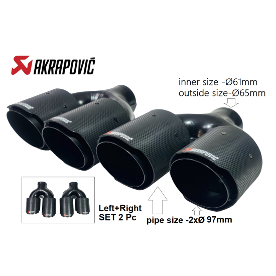 Комплект ( Ляв и Десен) Двоен Накрайник за Ауспух Akrapovic 61mm-Накрайници за ауспух%