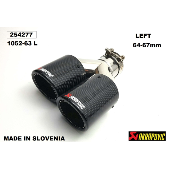НАКРАЙНИК АУСПУХ -Akrapovic Двоен-63мм. -ляв 1052-63 L
