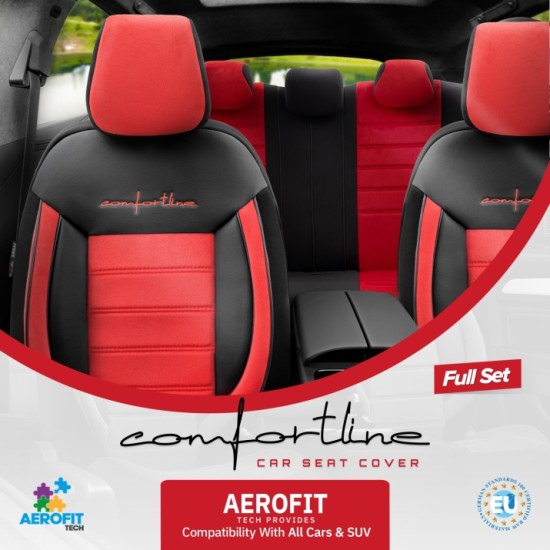 Луксозна Ортопедична Тапицерия / Калъфи за предни и задни седалки COMFORTLINE DESING, Червен цвят