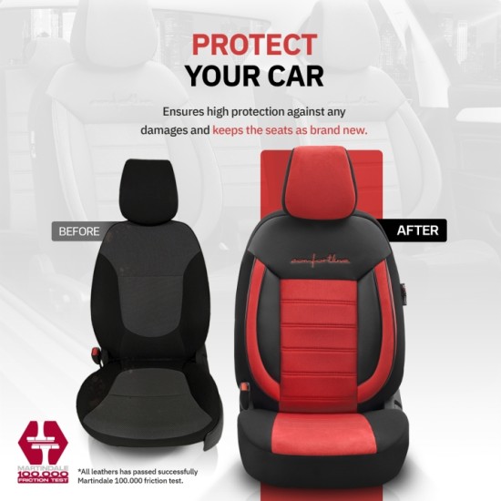 Луксозна Ортопедична Тапицерия / Калъфи за предни и задни седалки COMFORTLINE DESING, Червен цвят