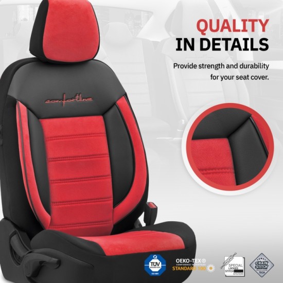 Луксозна Ортопедична Тапицерия / Калъфи за предни и задни седалки COMFORTLINE DESING, Червен цвят