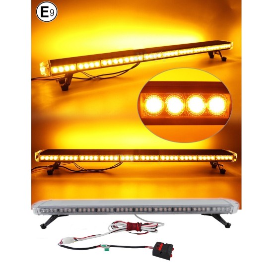 120 см 88 LED ЛЕД 88W Мощна Аварийна, Диодна, Сигнална Лампа, Блиц Светлина 12-24V 15 режима на работа жълта оранжева светлина E-Mark Е9 за пътна помощ платформа снегорин багер и др.-Сигнални лампи / Маяци%