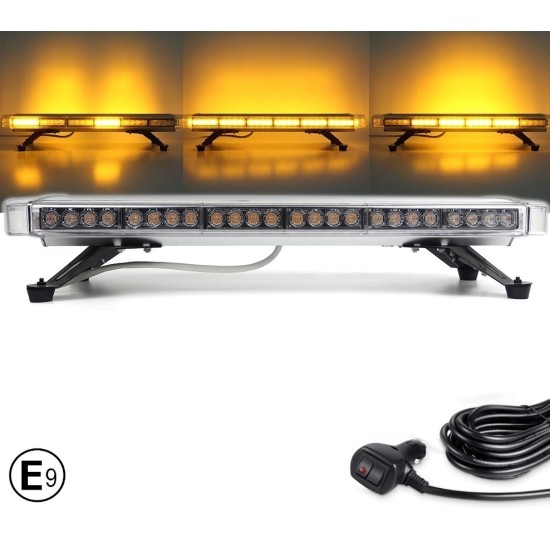 76.2 см 56 LED ЛЕД мощна аварийна диодна сигнална лампа блиц 12-24V 15 режима на работа жълта оранжева светлина E-Mark Е9 за пътна помощ платформа снегорин багер и др.-Сигнални лампи / Маяци%