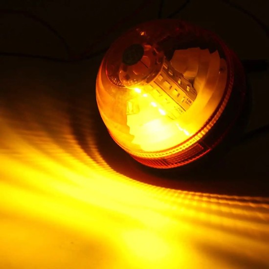 ЛЕД LED Сигнална Лампа, Аварийна Светлина , Маяк, Буркан, Оранжева Жълта,Е-Mark E9 12V - 24V, за трактори, комбайни, репатраци, снегорини, аварийни автомобили и др.-Сигнални лампи / Маяци%