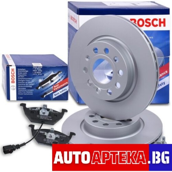BOSCH Предни дискове и накладки за A3 SEAT LEON 1P SKODA YETI VW GOLF 6