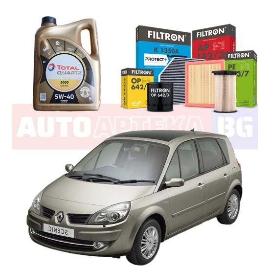 Комплект Масло TOTAL +Маслен Филтър  FILTRON за RENAULT SCENIC I MPV (JA0/1_, FA0_) 1.9 dCi/ 102 hp /1999-2003