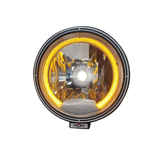 23см Кръгъл халогенен фар светлини за мъгла с насочена светлина + LED Angel Eye ЛЕД Функция "Ангелски Очи" 12/24V Жълта светлина Жълт