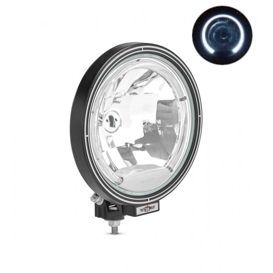 23см Кръгъл халогенен фар светлини за мъгла с насочена светлина + LED Angel Eye ЛЕД Функция "Ангелски Очи" 12/24V Бяла светлина Бял