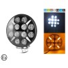 LED Халоген Фар Бял - Оранжев , Диоден, Габарит Ø 218 мм 12V, 24V, 12 Диода, за джип, камион, трактор, багер, земеделски машини и др-Халогени%