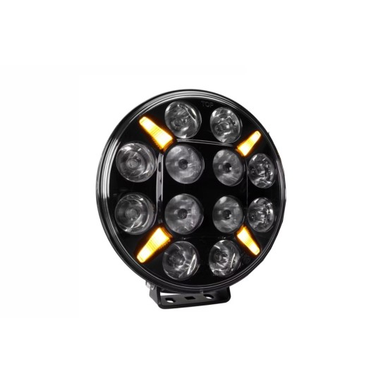 LED Халоген Фар Бял - Оранжев , Диоден, Габарит Ø 218 мм 12V, 24V, 12 Диода, за джип, камион, трактор, багер, земеделски машини и др