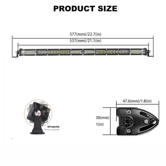 54 см LED Лед Диоден Бар , 9000 lm, 180W, Ултра Тънък, 12-24V, Комбинирана Combo - Flood и Spot Светлина-LED барове%