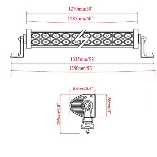 127 См Извит Мощен Led Бар 288w 96 Led 12v 24v Атв, Джип, 4х4, Offroad, Камион-LED барове%