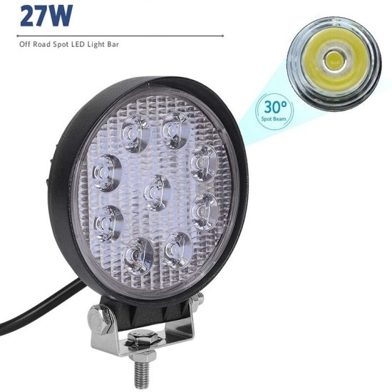 27W ЛЕД 12V 24V LED Диоден Халоген Фар Прожектор Задна Светлина Диодна Kръгла Лампа-LED светлини / Фарове / Задни светлини%