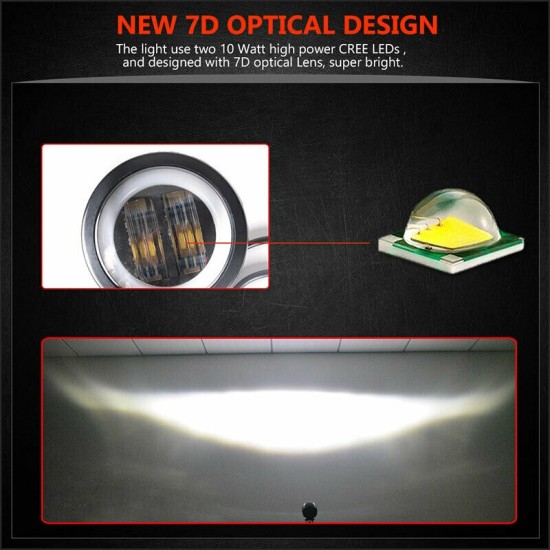 7D LED Халоген 7.5см Кръгла Диодна Работна Лампа Диоден Фар Прожектор Задна Светлина 20W 1000lm 12V/24V-LED светлини / Фарове / Задни светлини%