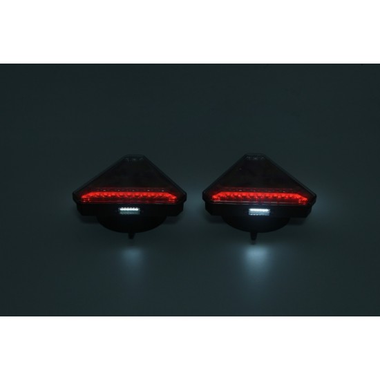 Комплект Безжични Преносими Диодни Лед Led Стопове Wireless с Магнит и Вендуза Неон Neon Ефект Иновационен дизайн триъгълна форма 12V за Ремарке Каравана Платформа и др.-Стопове за камиони и ремаркета%