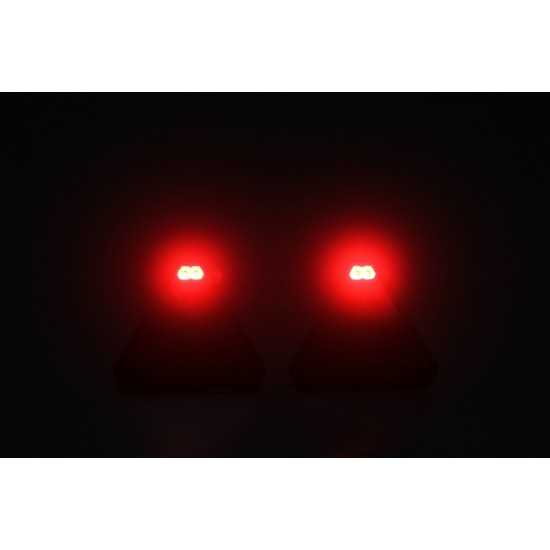 Комплект Безжични Преносими Диодни Лед Led Стопове Wireless с Магнит и Вендуза Неон Neon Ефект Иновационен дизайн триъгълна форма 12V за Ремарке Каравана Платформа и др.-Стопове за камиони и ремаркета%