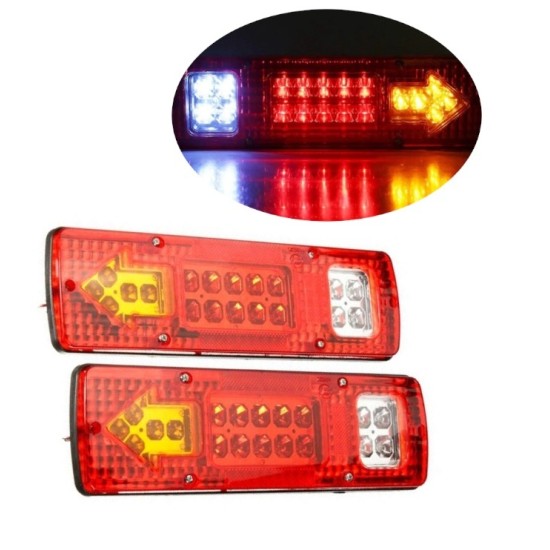 Комплект LED стопове, стоп светлина с мигач, задна светлина, 12v за камион бус ТИР, ремарке, каравана 29 x 8 cm