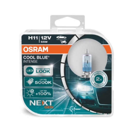 Комплект Халогени Крушки за фарове  OSRAM H11-COOL BLUE INTENSE - +100%