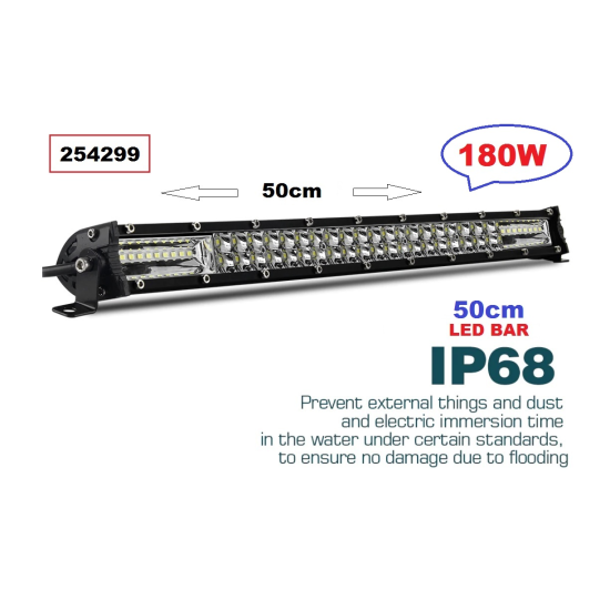Супер Мощен LED BAR- 50см. -180W 12-24V (63400)-LED барове%