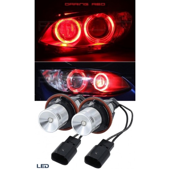 2 бр. Led Лед Крушки за фарове Angel Eyes - червен цвят, 12-24V, без грешки за BMW CANBUS