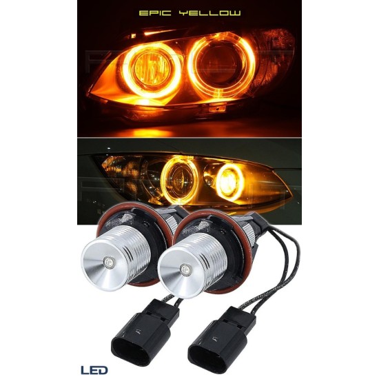 2 бр. Led Лед Крушки за фарове Angel Eyes - жълт цвят, 12-24V, без грешки за BMW CANBUS