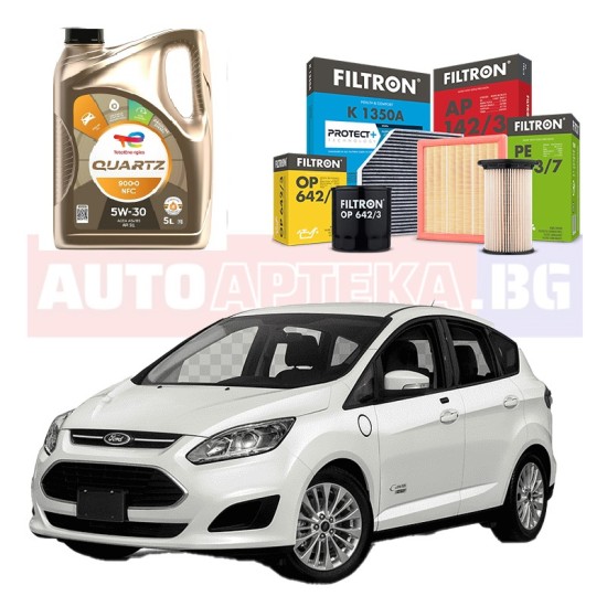 Комплект Масло FORD + Филтри  FILTRON за FORD FOCUS C-MAX (DM2)/ 2.0 TDCi  / 136hp/2003-2007