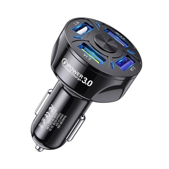 Универсално USB зарядно с 4 USB порта - 2461-Разклонители за запалка%