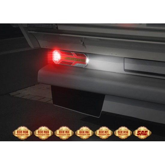 Комплект LED Диодни Стопове, Динамичен Мигач, 7 Функции, 12/24V-Стопове за камиони и ремаркета%