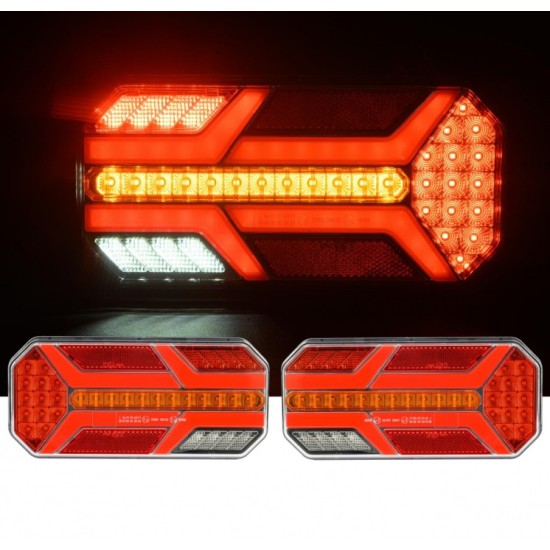 Комплект LED Диодни Стопове, Динамичен Мигач, 7 Функции, 12/24V-Стопове за камиони и ремаркета%