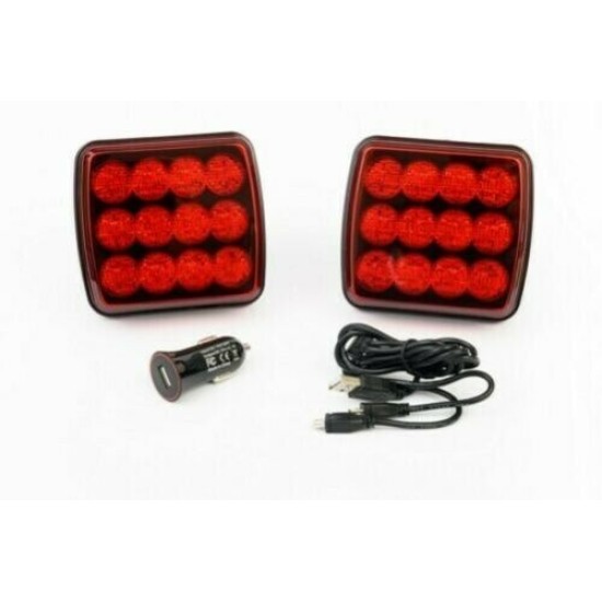 Led Лед Безжични Wireless Стопове с Mагнит 12-24v за ремарке, червена светлина