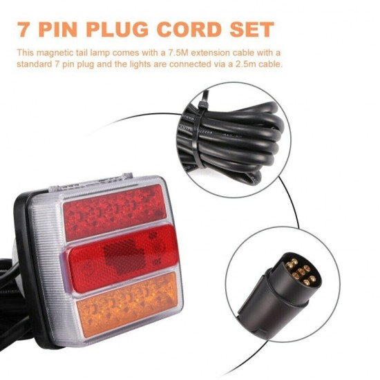 Комплект LED Лед Диодни Стопове 12V с Магнит и Окабеляване, 5 Функции, за Ремаркета, Колесари, Платформи, МПС-Стопове за камиони и ремаркета%