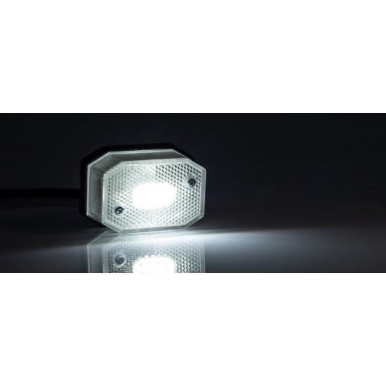 2 Броя LED Лед Габарит с Рефлектор, Бяла Светлина, Маркер, Токос, 12V - 24V, E-Mark E9, За Каравана, Кемпер и др.-Маркери за камиони и ремаркета%