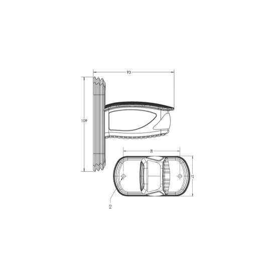 Страничен Габарит, Габарит, Рогче, Кобра, 93mm, LED, Neon,  неон, 12-24V-Рогчета за камиони и ремаркета%