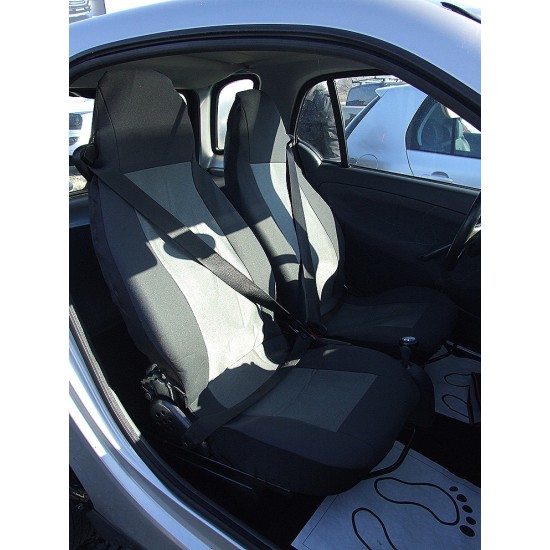 1+1 Калъфи за предни седалки Smart Fortwo, текстил, сив цвят