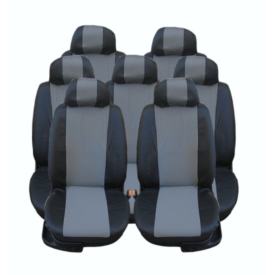 Калъфи/тапицерия за VW Touran, Sharan, Ford Galaxy, Citroen C8, Peugeot 307SW, Citroen C4 Grand Picasso, Peugeot 806, 807, Черни, 7 седалки 