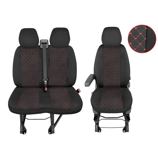 2+1 Тапицерия за Peugeot Boxer 2015+  / Пежо Боксер 2015+ / Червен шев /