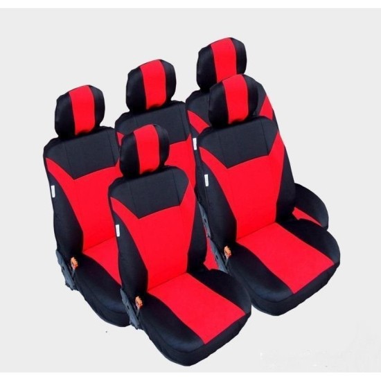 Комплект тапицерия за Ford S-MAX C-MAX, VW Touran, Sharan, Toyota Corolla Verso, Син цвят, червен цвят, 5 седалки 