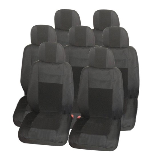 Комплект тапицерия подходяща за VW Touran, Sharan, Ford Galaxy, Citroen C8, Peugeot 307SW, Citroen C4 Grand Picasso, Peugeot 806, 807, Lancia Phedra - Черни, 7 седалки 