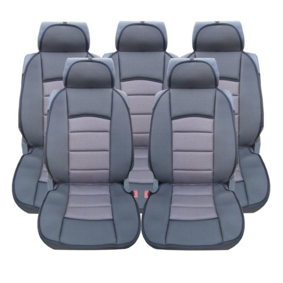 Калъфи/тапицерия за Ford S-MAX, C-MAX, VW Touran, Sharan, Toyota Corolla Verso, Текстил, Сива, 5 седалки 