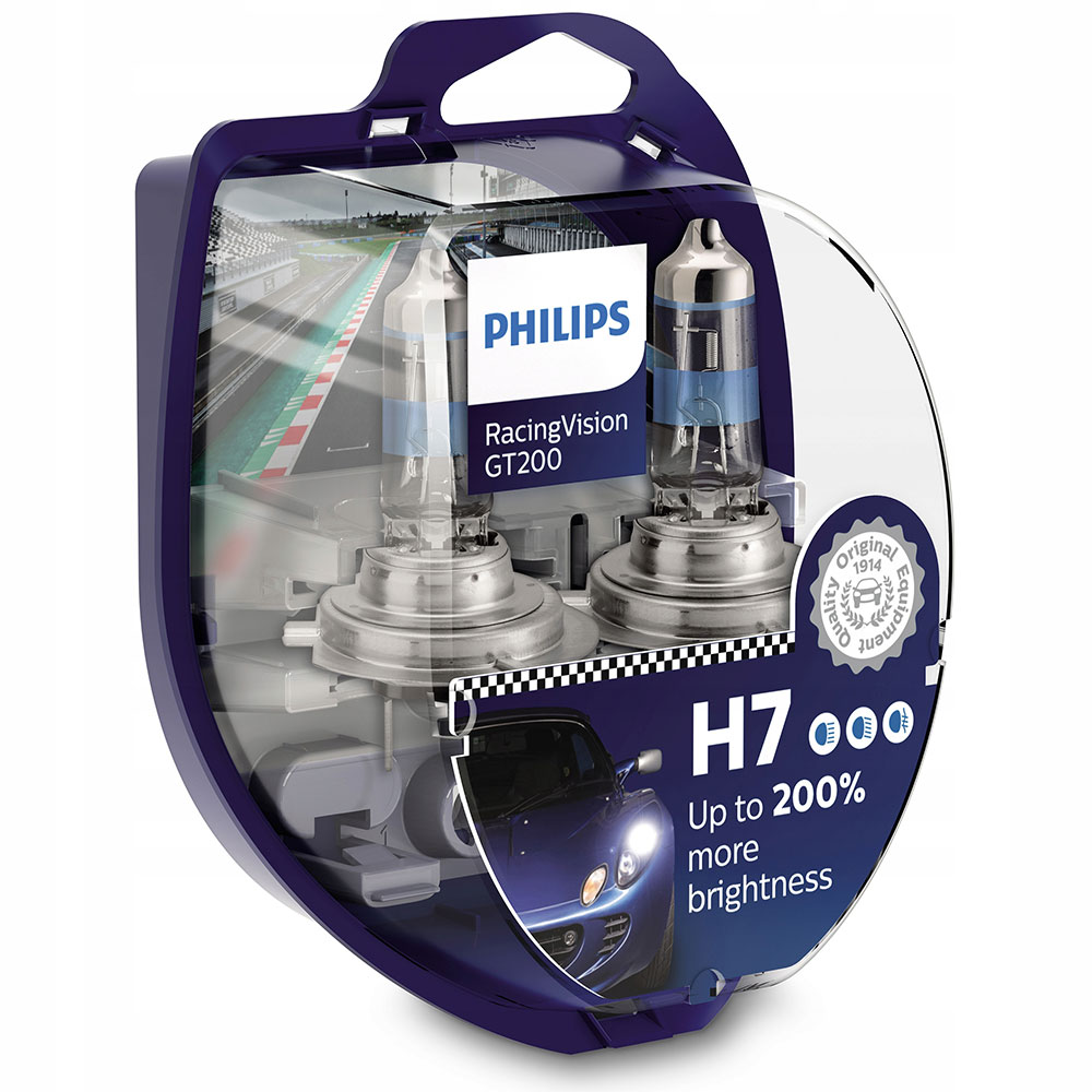 Комплект Халогени Крушки за фарове Philips H7 RacingVision +200% 2бр. Крушки Philips H7 RacingVision +200 2бр.-Осветление%