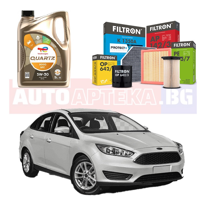  Комплект Масло TOTAL + Филтри  FILTRON за FORD FOCUS II /115hp /1.8tdci /2005-2012